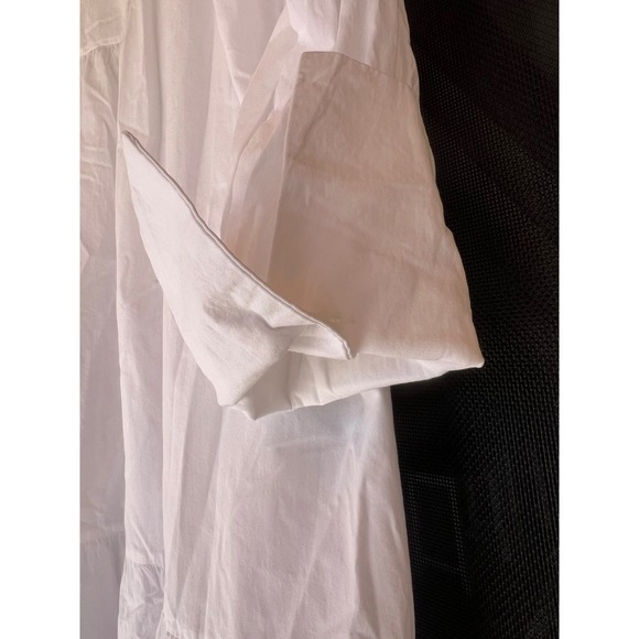 Tiered V Neck Short Sleeve Midi Dress Women's 4XL White Beach Boho Coastal - Picture 14 of 14